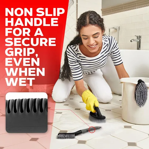 Miniatura 4 de Set de cepillos de limpieza de 3 piezas - Cepillo de limpieza para ducha con mango ergonómico y cerdas duraderas - Cepillo limpiador de lechada