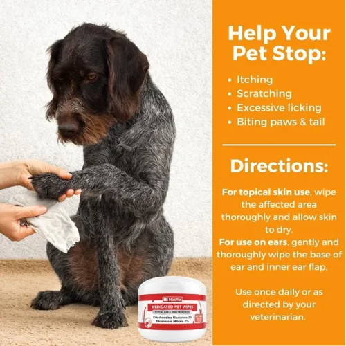 Miniatura 5 de Nootie - Toallitas medicadas para perros, toallitas para mascotas con clorhexidina y miconazol para perros y gatos - Toallitas pequeñas de 2", 60