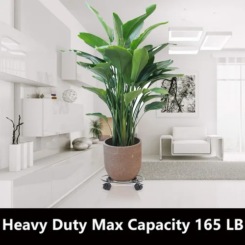 Miniatura 2 de Organizador para plantas con ruedas de hierro de metal resistente, soporte grande para plantas en maceta, para interiores y exteriores, jardín