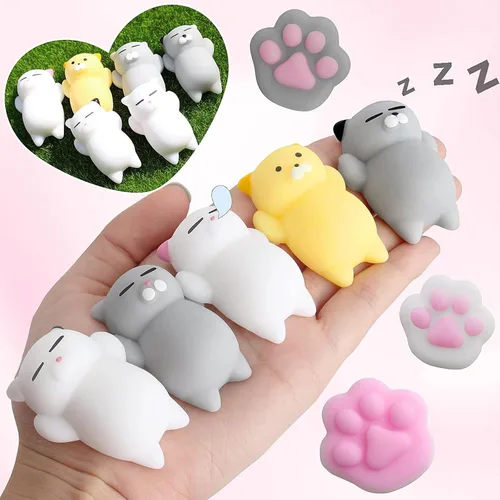 Miniatura 2 de Outee 10 piezas de juguetes Mochi lindos, juguetes de gato Mochi para aliviar el estrés, juguetes para fiestas, juguetes para niños, juguetes