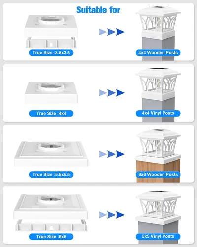 Miniatura 3 de VOLISUN Paquete de 4 luces solares para postes para exteriores, con bombillas LED Edison, 2 ajustes de brillo, luces para poste de valla alimentadas