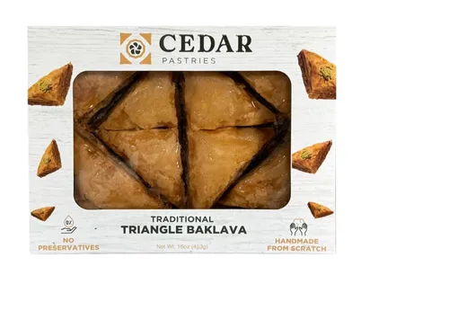 Miniatura 6 de Cedar Pastries Baklava triangular tradicional de 16 piezas – Surtido de anacardos, almendras y nueces Postre mediterráneo hecho a mano Kosher