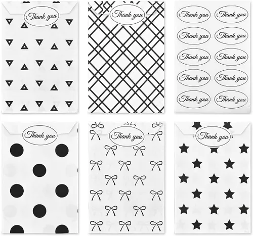Miniatura 10 de MOOCA 200 bolsas de regalo de papel de damasco, pequeñas empresas, joyas, dulces, palomitas de maíz, galletas y golosinas – 4 pulgadas de ancho x 6