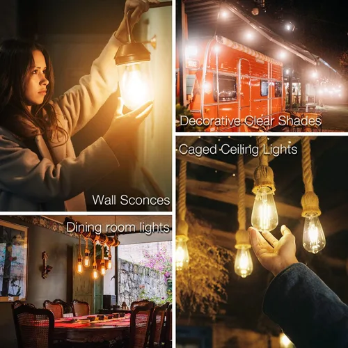 Miniatura 6 de DAYBETTER Paquete de 6 bombillas LED Edison vintage, bombilla LED regulable E26, equivalente a 60 vatios, bombillas de luz LED de filamento antiguo