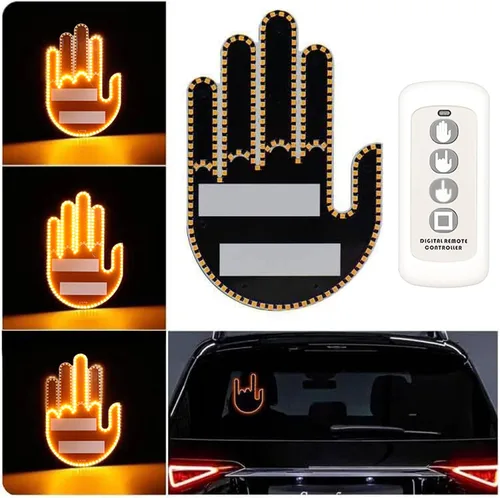 Miniatura 4 de Luz de dedo para automóvil con control remoto, divertida iluminación LED de gestos con 3 modos, recordatorio de advertencia de luz de señal