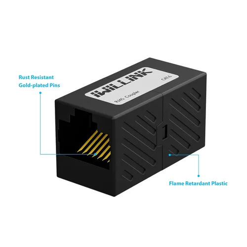 Miniatura 7 de iwillink Conector Ethernet RJ45, conector hembra a hembra RJ45 para cable Ethernet Cat7 Cat6 Cat5e Cat5, adaptador extensor, paquete de 5, negro