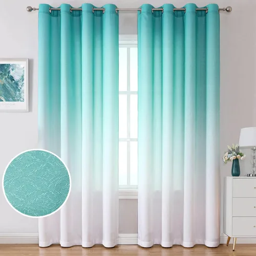Miniatura 10 de WUBODTI Black Ombre Sheer Curtains 84 Inch Length 2 Panels - Gradient Grey White to Black Semi Sheer Curtains with Embroidery, Light Filtering