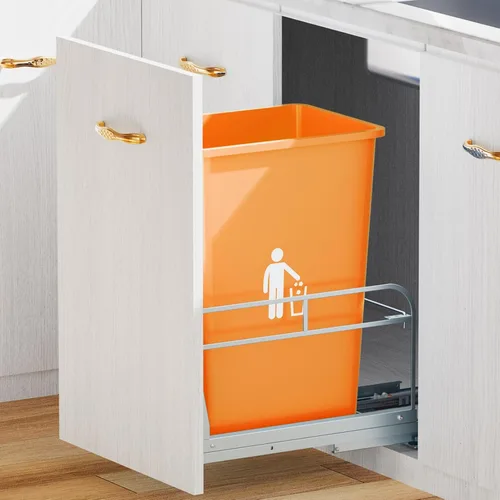 Miniatura 11 de Cubo de basura doble extraíble debajo del gabinete con kit de montaje de puerta, bote de basura debajo del fregadero para cocina con toboganes