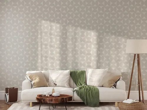 Miniatura 5 de Papel tapiz moderno semi círculos, papel tapiz autoadhesivo extraíble escandinavo, diseño minimalista geométrico