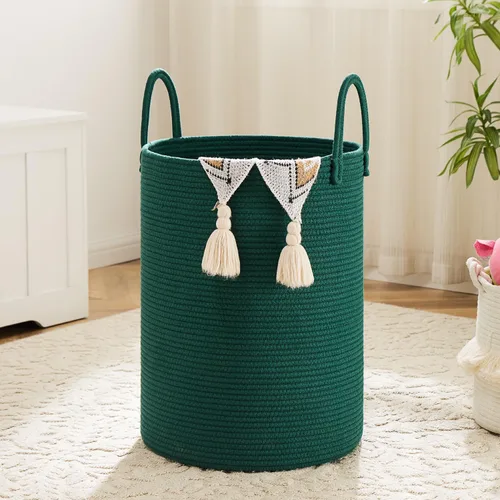 Miniatura 9 de Artfeel - Cesto para la ropa sucia de cuerda de algodón tejida, para guardar ropa sucia, juguetes y mantas en el baño, la habitación del bebé