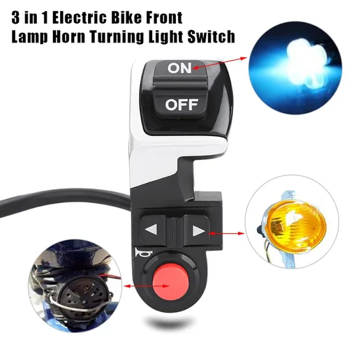 Miniatura 2 de Demeras 3 en 1 lámpara de bicicleta eléctrica cuerno Ebike lámpara interruptor bicicleta cuerno con lámpara frontal manillar para ciclismo