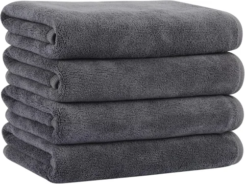 Miniatura 10 de KinHwa Toallas de mano de microfibra para baño, toallas faciales suaves y absorbentes, para baño, spa, gimnasio, 16 x 30 pulgadas, paquete de 2 Gris