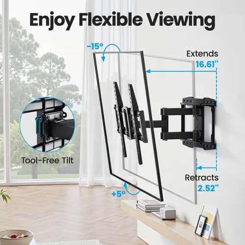 Miniatura 4 de Soporte de pared para TV de movimiento completo para soportes de TV de 37 a 86 pulgadas de hasta 132 libras y soporte de pared para TV