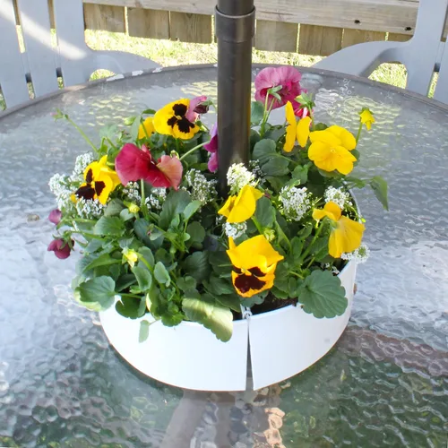 Miniatura 2 de AuldHome Design Maceta de sombrilla para mesa de patio con agujero para sombrilla (blanco)