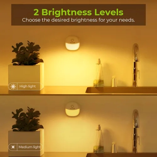 Miniatura 4 de AUVON Luz nocturna de batería recargable, mini con sensor de movimiento, luz LED blanca cálida con sensor de atardecer a amanecer, brillo ajustable