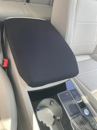 Miniatura 2 de Car Console Covers Plus Fabricado en Estados Unidos diseñado para Volkswagen Atlas 2018-2024 Protector de neopreno para consola central, color negro