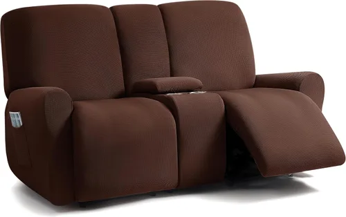 Miniatura 46 de ULTICOR - Juego de 8 fundas para sofá reclinable de jacquard, fundas elásticas para sofá reclinable para 3 cojines, fundas gruesas, suaves y Gris