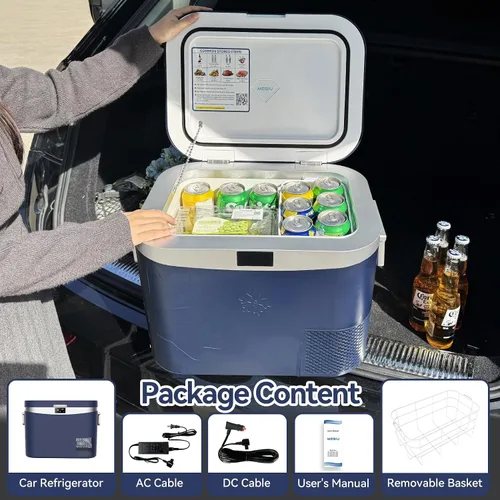 Miniatura 5 de Megiu Refrigerador portátil para automóvil, refrigerador portátil de 12 V, 19 cuartos de galón (18 litros), congelador con compresor de 12 V/24 V CC