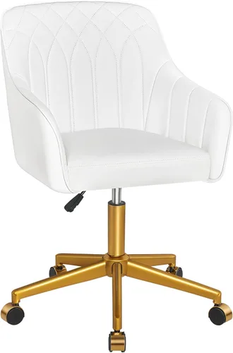 VECELO Silla de escritorio moderna de PU giratoria para oficina en casa con respaldo y ruedas rodantes, altura de asiento ajustable para niñas,