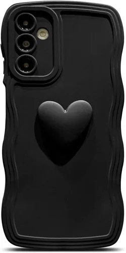 Miniatura 25 de Funda para Samsung Galaxy S22 para mujer, linda funda Kawaii 3D Love Heart color sólido rizado ondulado lente de cámara cubierta a prueba de golpes