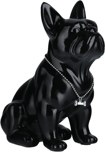 Estatua negra de bulldog francés, estatua de pug sentado de resina, escultura de bulldog inglés para decoración del hogar, decoración de escritorio