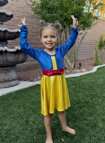 Miniatura 2 de EQSJIU Leotardo de baile de manga larga para niñas, vestido de ballet brillante con copo de nieve, tutú con falda tutú para niñas