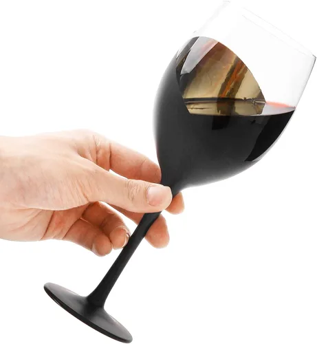 Miniatura 8 de MyGift Juego de 4 Copas de Vino, Copas de Vino Tinto de 14oz, Cristalería Moderna Negro Mate y Dorado, Elegantes Copas de Bar para Bodas, Fiestas