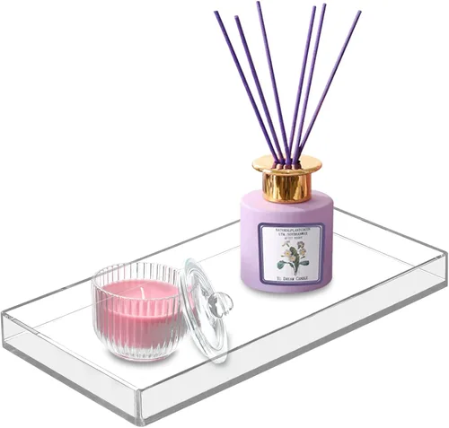 Miniatura 9 de Bandeja de acrílico Bigfety para organizar, bandejas de baño transparentes para mostrador, escritorio, cómoda