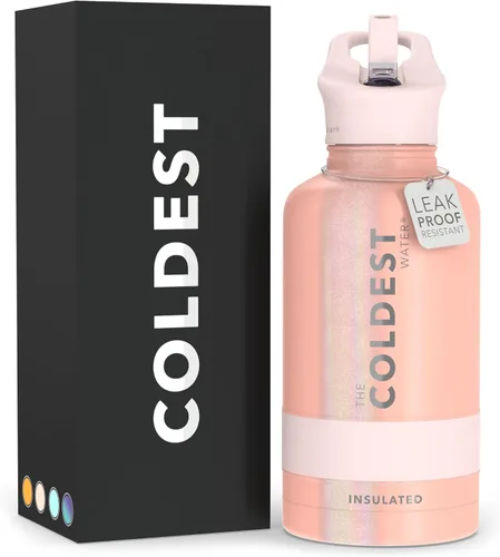 Miniatura 109 de Coldest - Botella para agua con tapa que incluye pajilla, térmica y metálica (acero inoxidable), para hombres y mujeres, color morado