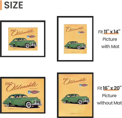 Miniatura 5 de upsimples 8x8 Picture Frame Set of 5, Display Pictures 4x4 with Mat or 8x8 Without, Wall Gallery Poster Frames, Black