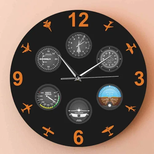 Miniatura 6 de Instrumento de vuelo Aviones Reloj de pared silencioso Aviación Aviador Reloj de pared Diseño moderno Piloto Decoración del hogar Regalo
