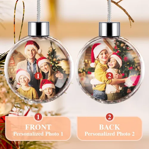 Miniatura 2 de Bemaystar Bolas de fotos personalizadas, adornos de Navidad personalizados, adornos de imagen de doble cara para árboles, decoración de Navidad