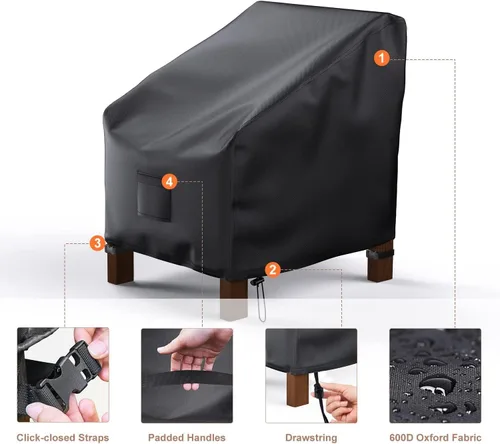 Miniatura 5 de Mrrihand Fundas Impermeables para Sillas de Patio, Funda para Asiento Profundo de Salón, Fundas Resistentes para Muebles de Patio al Aire Libre