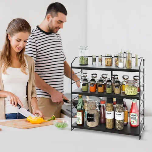 Miniatura 9 de BOIVSHI Organizador de encimera de baño, organizador de encimera de baño de 3 niveles, 8 niveles de altura ajustable, organizador de baño para Negro