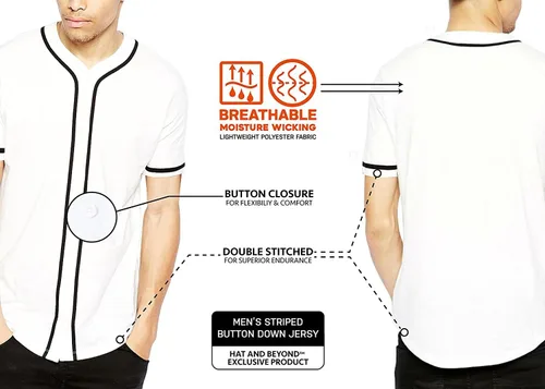 Miniatura 4 de Hat and Beyond camiseta de béisbol para hombre con botones hipster hip hop
