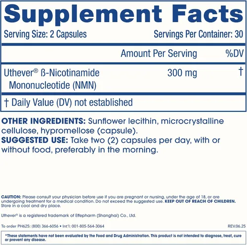 Miniatura 6 de ProHealth Longevity, Liposomal NMN Pro 300, 300 mg, 60 cápsulas (150 mg por cápsula)