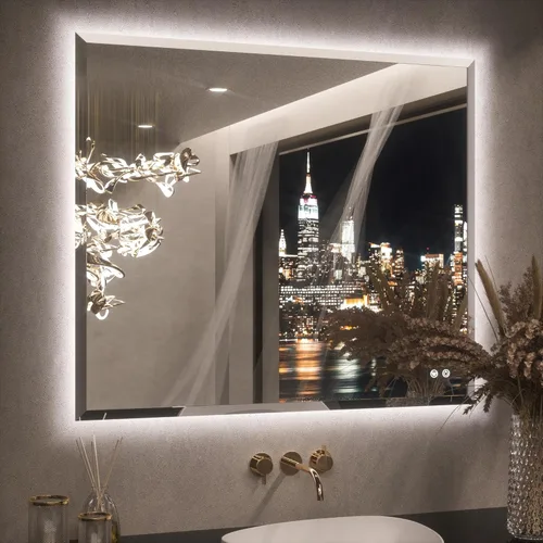 Miniatura 25 de Keonjinn - Espejo de 48x30 pulg retroiluminado LED para baño/tocador, luz de 3 colores ajustables blanca/cálida/natural, lúmenes altos, montaje