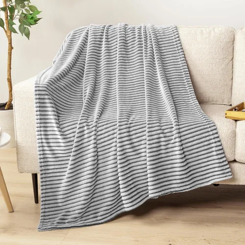 Miniatura 16 de PAVILIA Manta de forro polar súper suave, manta de franela de felpa mullida, cálida y acogedora manta de microfibra acanalada para sofá o cama, Negro
