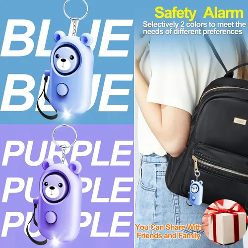Miniatura 2 de Alarma personal segura con sonido para mujeres, niños y ancianos, paquete de 2 lindas sirenas de 130 dB, autodefensa de seguridad con luz LED