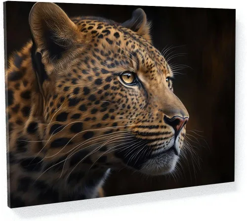 Miniatura 18 de Sense Canvas Arte en lienzo con retrato de leopardo verde 2 – Decoración del hogar para pared, póster grande 40 x 30 / 0.75 pulgadas