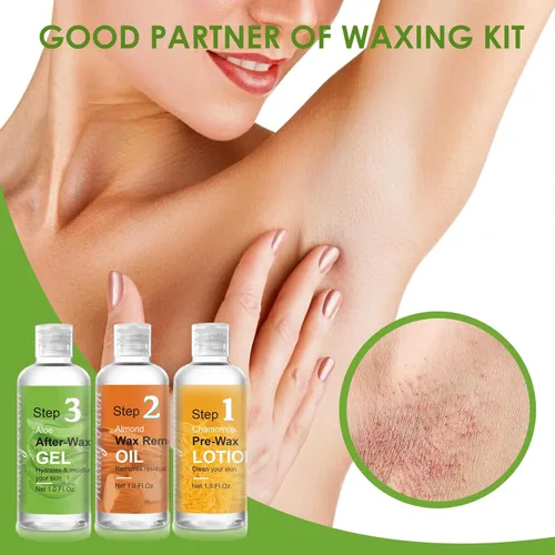 Miniatura 7 de Kit de cuidado de la piel antes y después de encerar, kit profesional de depilación para mujeres en casa, limpiador previo a la cera, aceite