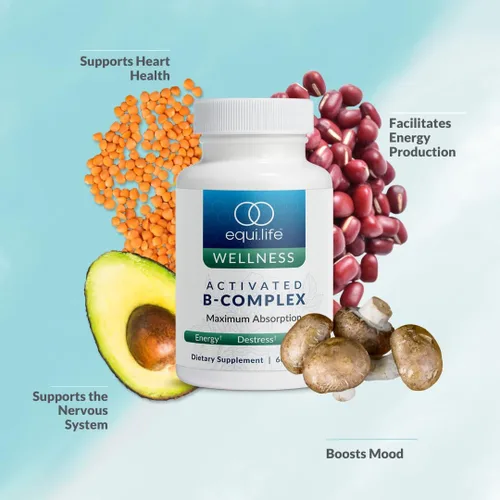 Miniatura 3 de EquiLife Suplemento de vitamina B metilada con biotina, inositol, B12 y B6 - Apoya la salud del corazón, la energía, la función del sistema nervioso