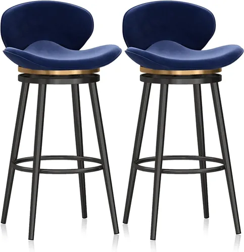 Miniatura 15 de Taburete de bar moderno con Patas de Metal Negro, giratorio de 360 grados, cómodo y tapizado, ideal para el hogar, bar, cocina, isla, comedor o Pub