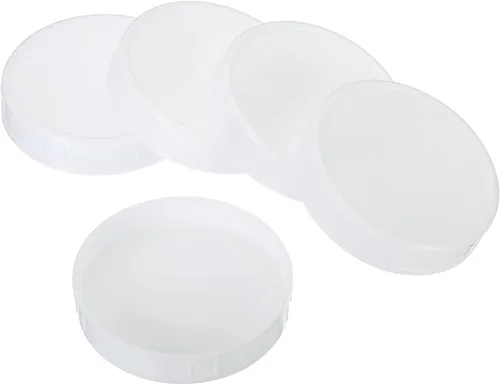 Miniatura 10 de PATIKIL Tapas de plástico de boca ancha de 3.386 in, 1 juego/8 tapas para tarros de conservas con anillo de sellado de silicona para almacenamiento