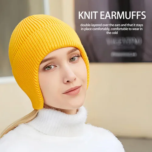 Miniatura 8 de Gorros de invierno para hombre, para exteriores, elásticos, de punto, con orejeras, resistentes al viento