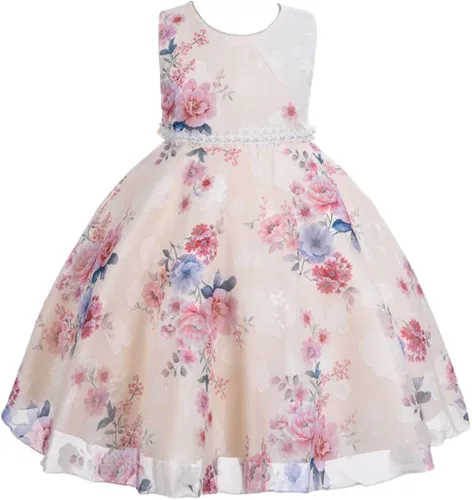 Cosplay Life Floral Dress for Girls and Young Adults Fashion Flower Waistline Kids Party Festival Dress Ages 5-9 Years Old