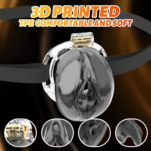 Miniatura 4 de Jaula de castidad masculina impresa en 3D con engranaje y accesorios de TPE suave, juguetes sexuales para adultos, herramienta esclava, dispositivos