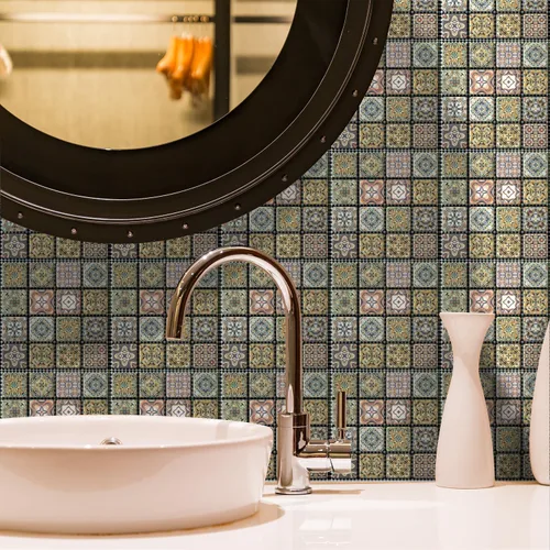 Miniatura 4 de Alwayspon 25 unidades de transferencias de azulejos de mosaico de despegar y pegar para pared para decoración del hogar, 4 x 4 pulgadas, calcomanías