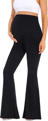 Pantalones acampanados de maternidad sobre el vientreleggings elásticos con parte inferior acampanada estilo palazzo para yoga y trabajo (talla