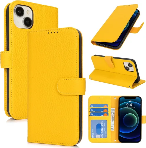 Miniatura 29 de Zouzt Funda para iPhone 11 de 6.1 pulgadas de piel auténtica con 4 ranuras para tarjetas, tarjetero con bloqueo RFID, tapa magnética, función atril